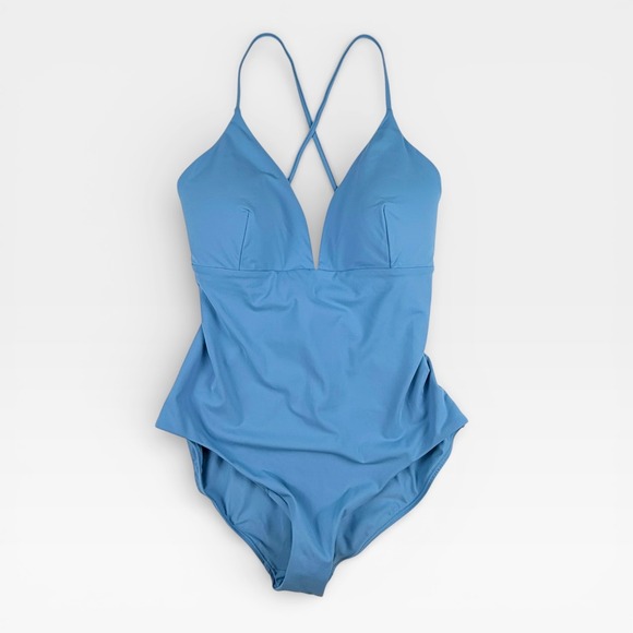 CALIA Womens Triangle Strappy Back One Piece Swimsuit Tranquil Blue Size 16 NWT - Picture 4 of 10
